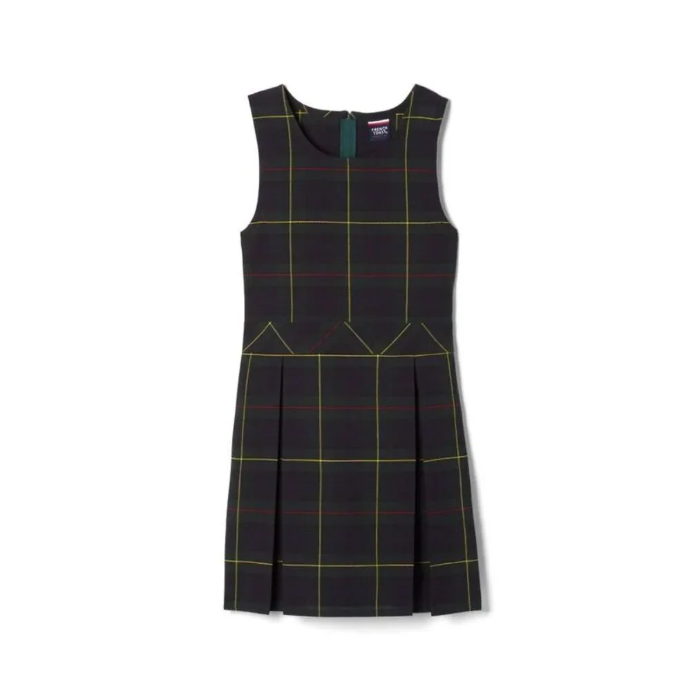 French Toast School Uniform Girls Plaid Box Pleat Jumper-Youth-GREEN PLAID-7